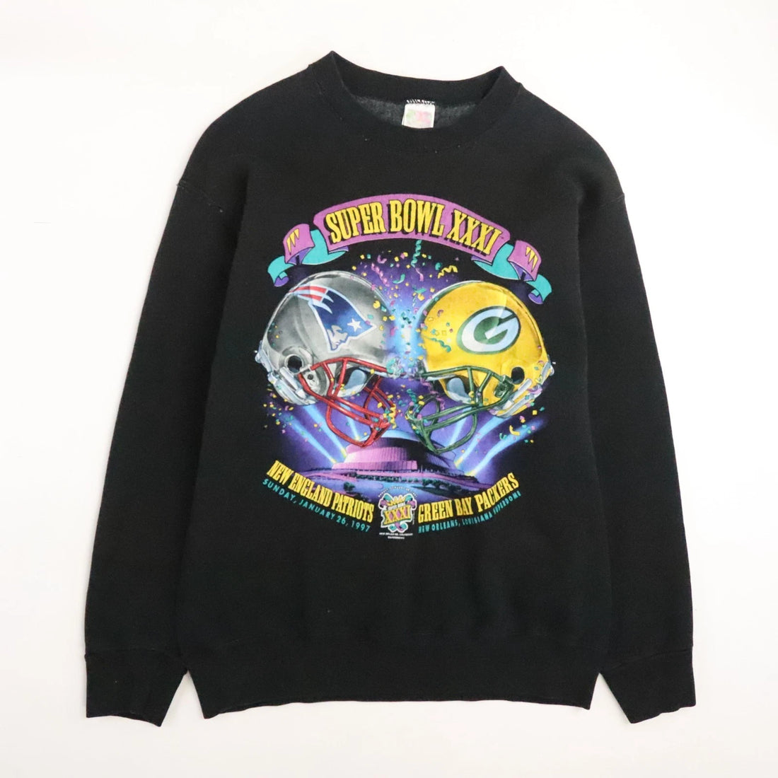 Vintage Patriots Packers Super Bowl XXXI Sweatshirt Crewneck Size Large NFL