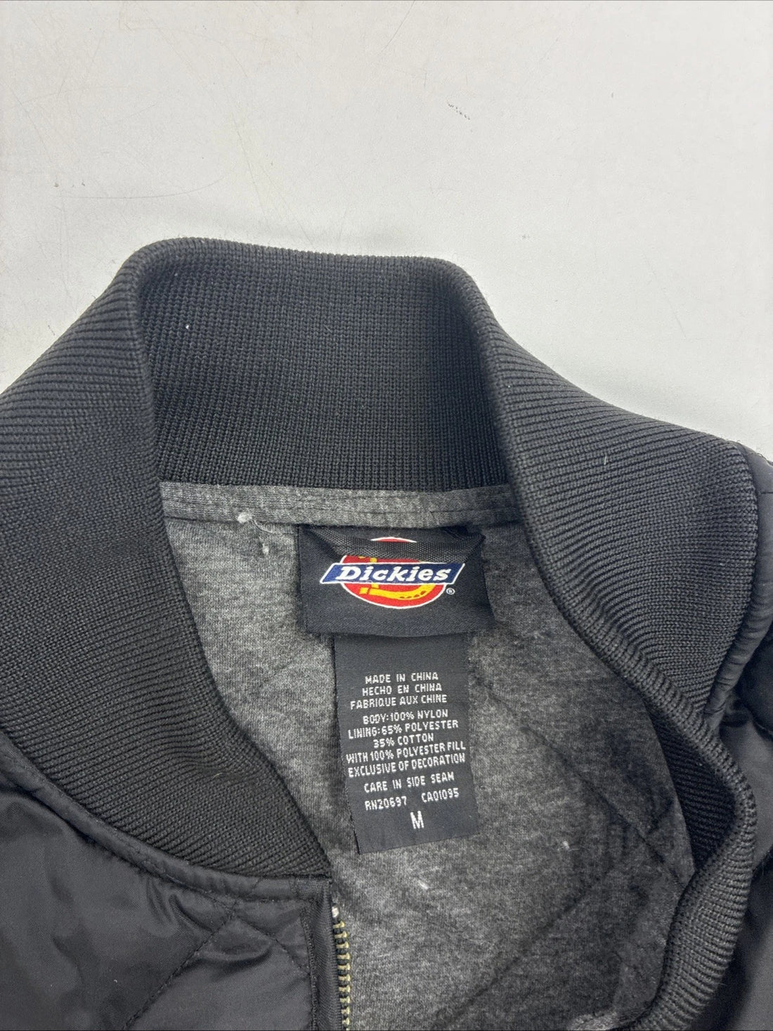 Dickies Quilted Bomber Work Jacket Size Medium Black