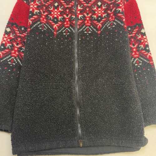 Vintage Columbia Fair Isle Fleece Jacket Size Medium Red