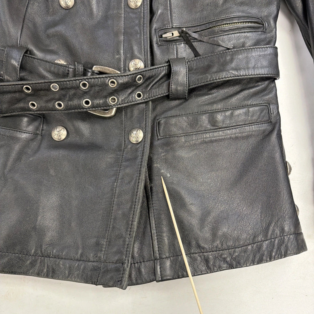 Harley Davidson Motorcycles Leather Coat Jacket Womens Size Medium Belted