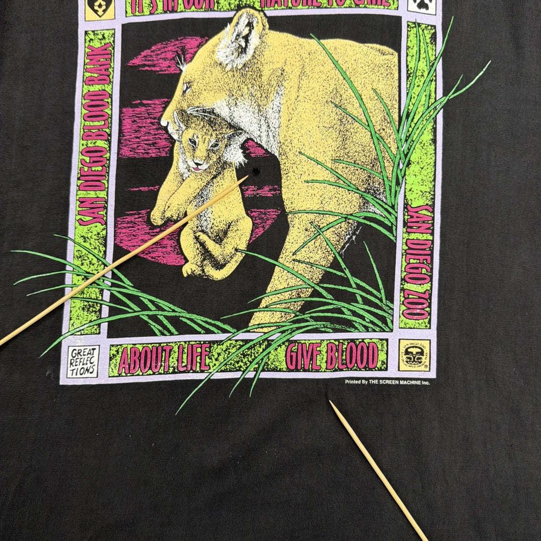 Vintage Lion San Diego Zoo T-Shirt Size XL Animals Nature 90s