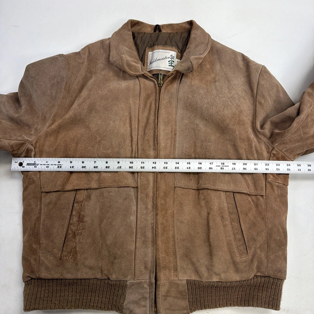 Vintage Fieldmaster Leather Suede Bomber Jacket Size 44 Brown