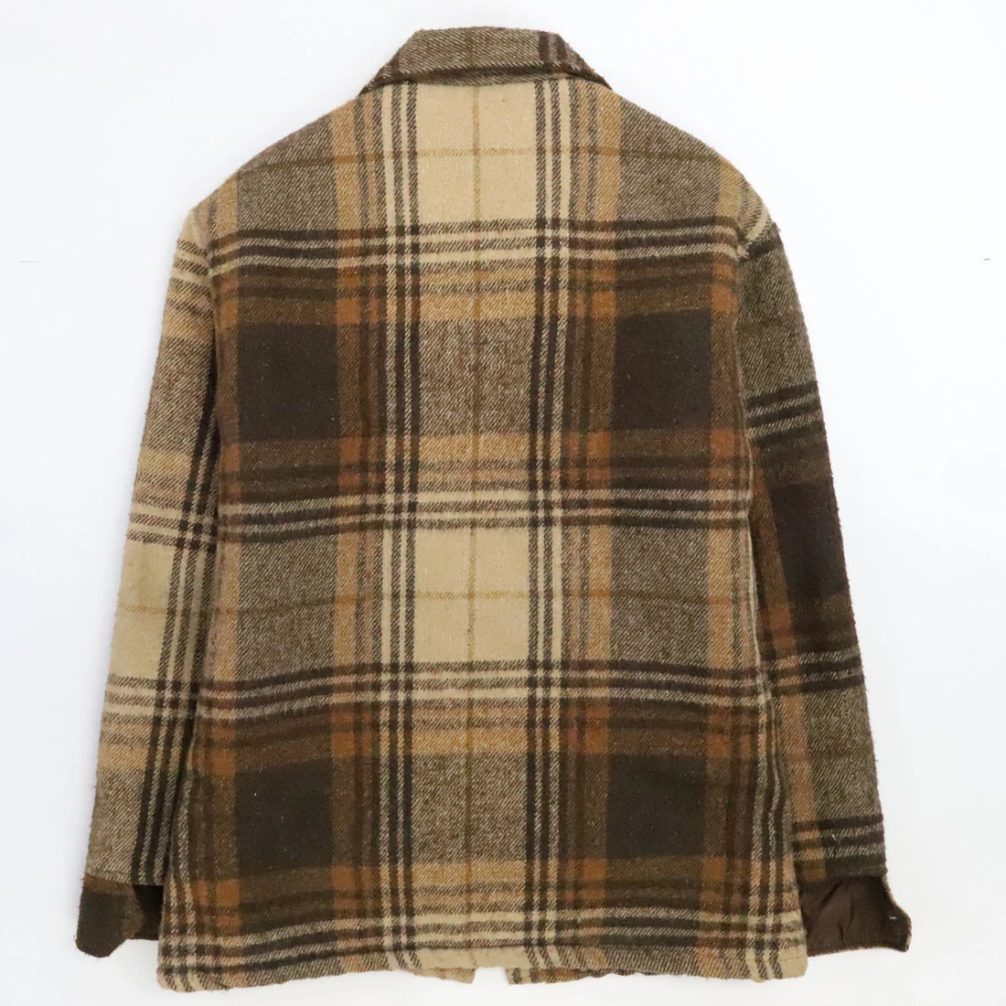 Vintage Brewster Wool Coat Jacket Size Large Sherpa Lined Brown Plaid