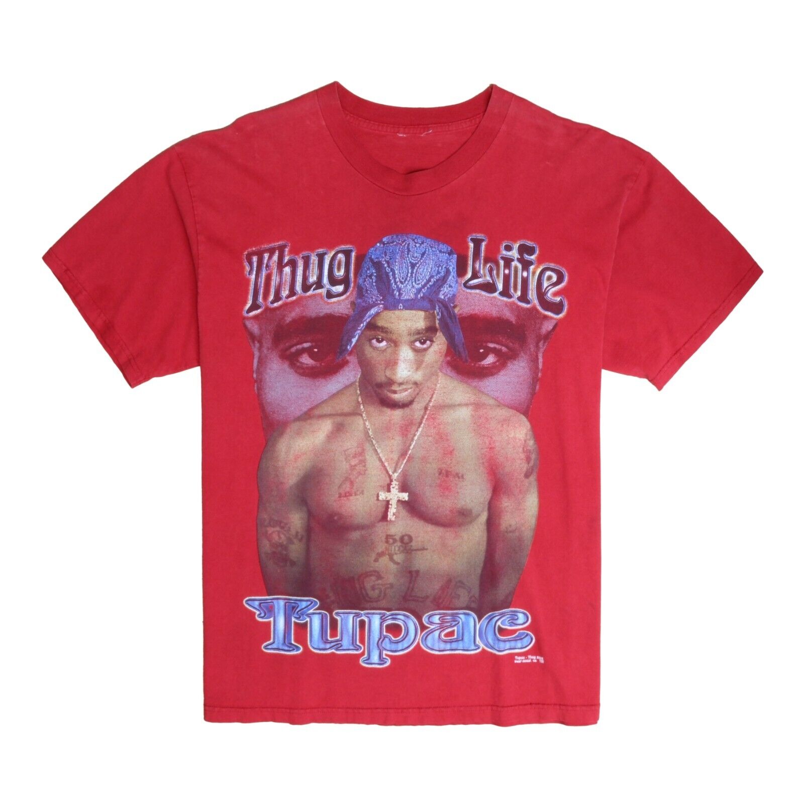 Vintage Tupac 2Pac Thug Life T-Shirt Size Medium Red Rap Tee 2002