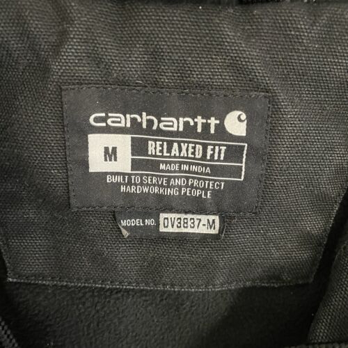 Carhartt Canvas Work Vest Jacket Size Medium Hooded Black