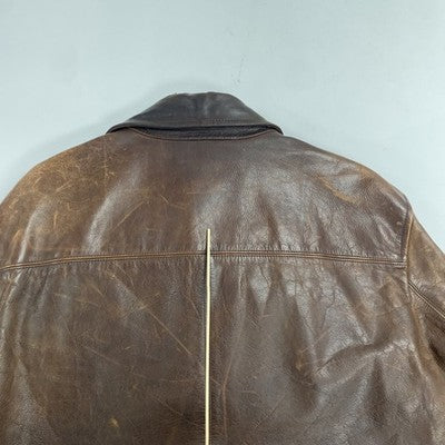 Vintage Banana Republic Leather Bomber Jacket Size Large Brown