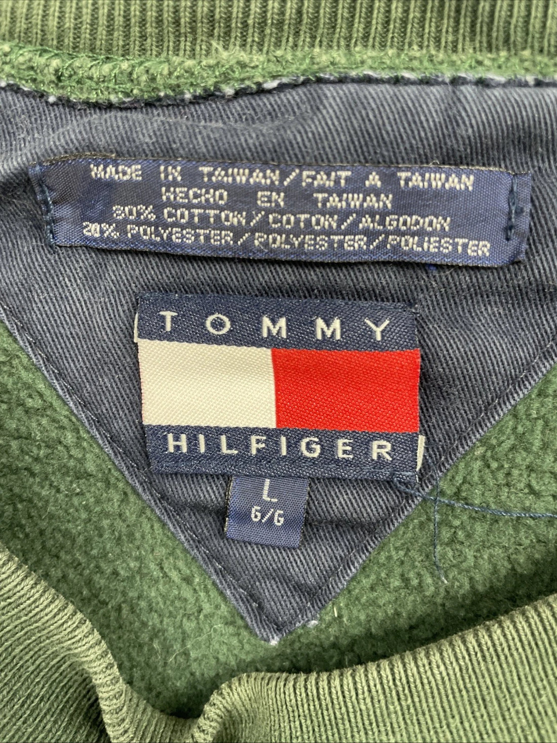 Tommy Hilfiger Spell Out Crewneck Sweatshirt Size Large Green