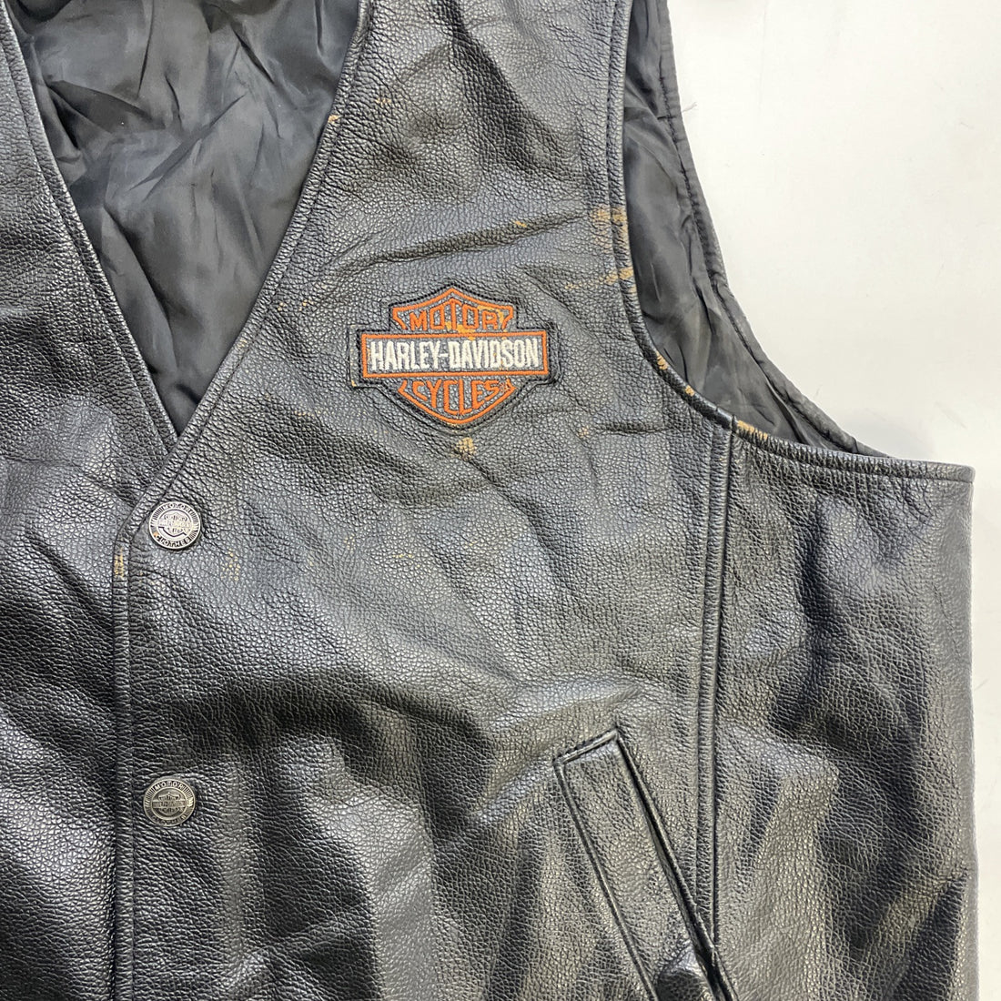 Vintage Harley Davidson Motorcycle Leather Vest Jacket Size XL Black