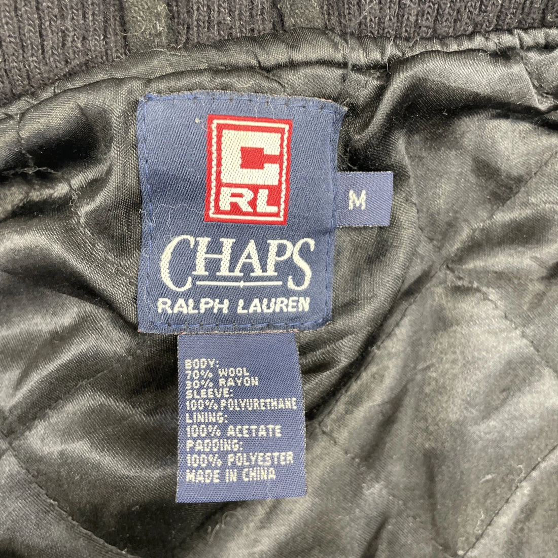 Chaps Ralph Lauren Leather Wool Varsity Jacket Size Medium