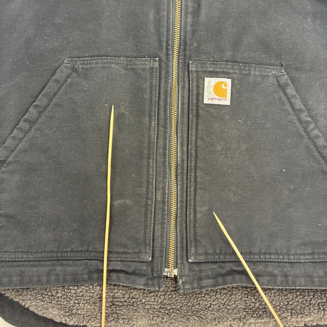 Carhartt Canvas Work Vest Jacket Size XL Sherpa Lined