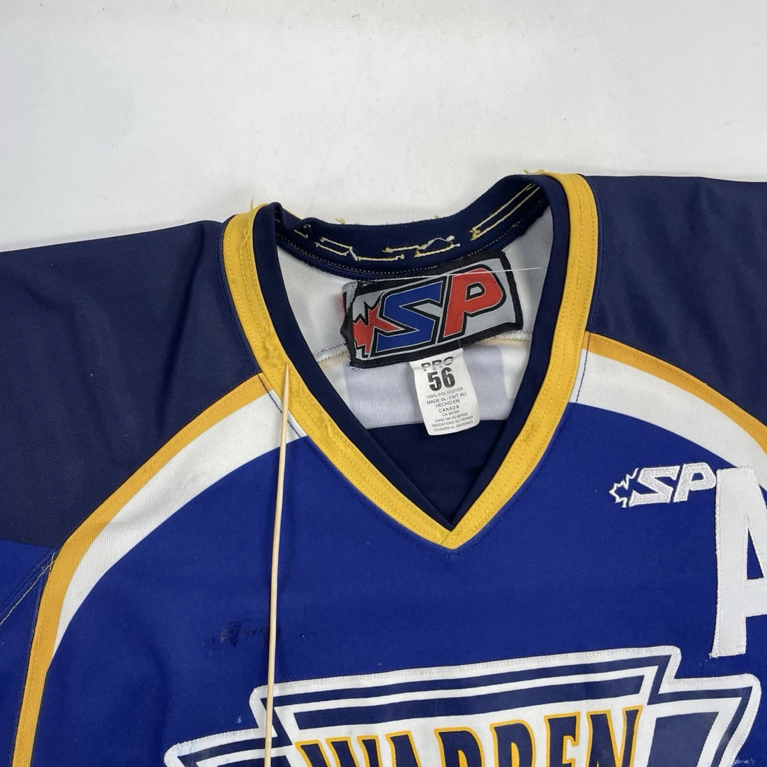 Vintage Warren Wildcats Authentic Hockey Jersey Size 56 Fight Strap
