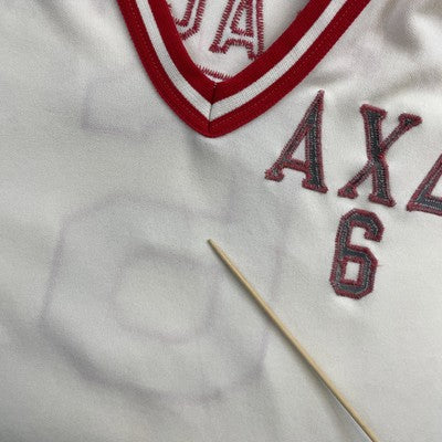 Vintage Alpha Chi Delta V-Neck Ringer Jersey T-Shirt Medium Sorority Fraternity