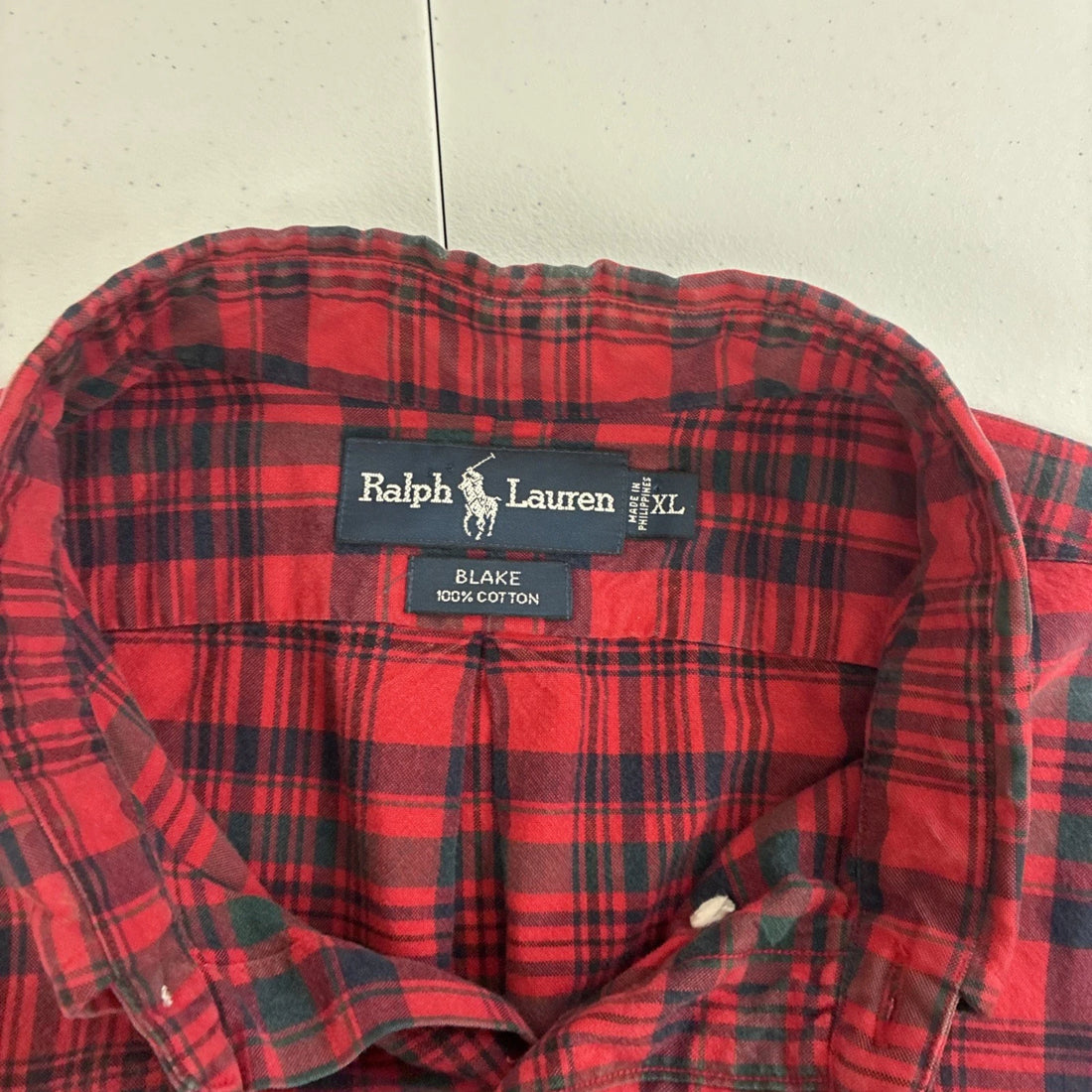 Vintage Polo Ralph Lauren Blake Button Up Shirt Size XL Red Plaid