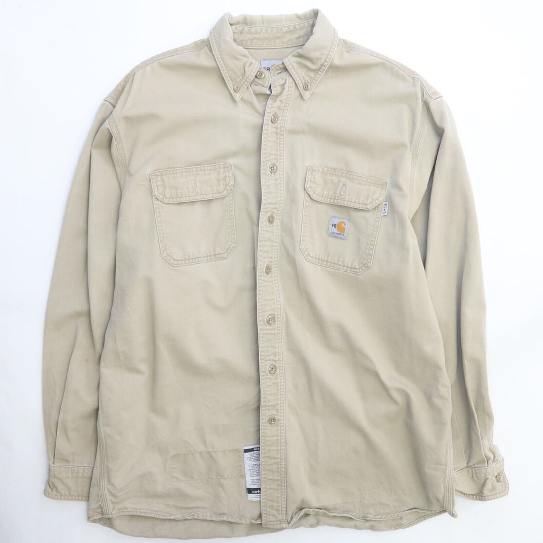 Vintage Carhartt Button Up Shirt Size XL Beige