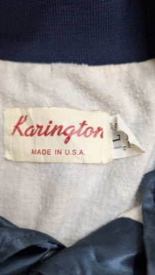 Vintage Karington Satin Bomber Jacket Size Large Blue