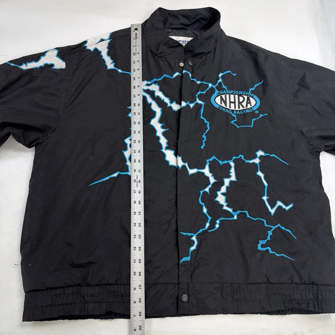 Vintage NHRA Championship Drag Racing Lightning Thunder Bomber Jacket Size XL