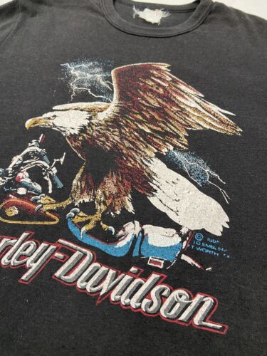 Vintage Harley Davidson Eagle Motorcycle 3D Emblem T-Shirt Size Small 1985  80s