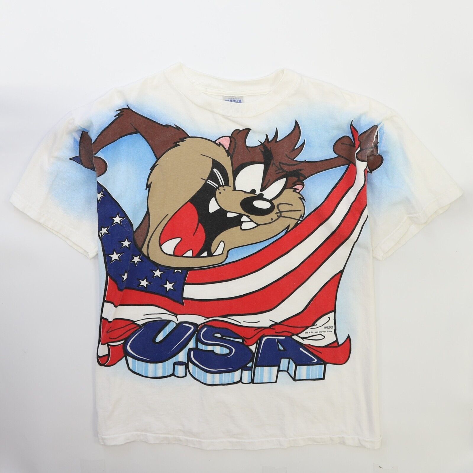 Vintage Taz USA Flag Looney Tunes T-Shirt Size XL All Over Print 1995 –  Throwback Vault