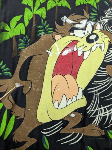 Vintage Taz Looney Tunes T-Shirt Size XL Black All Over Print 90s
