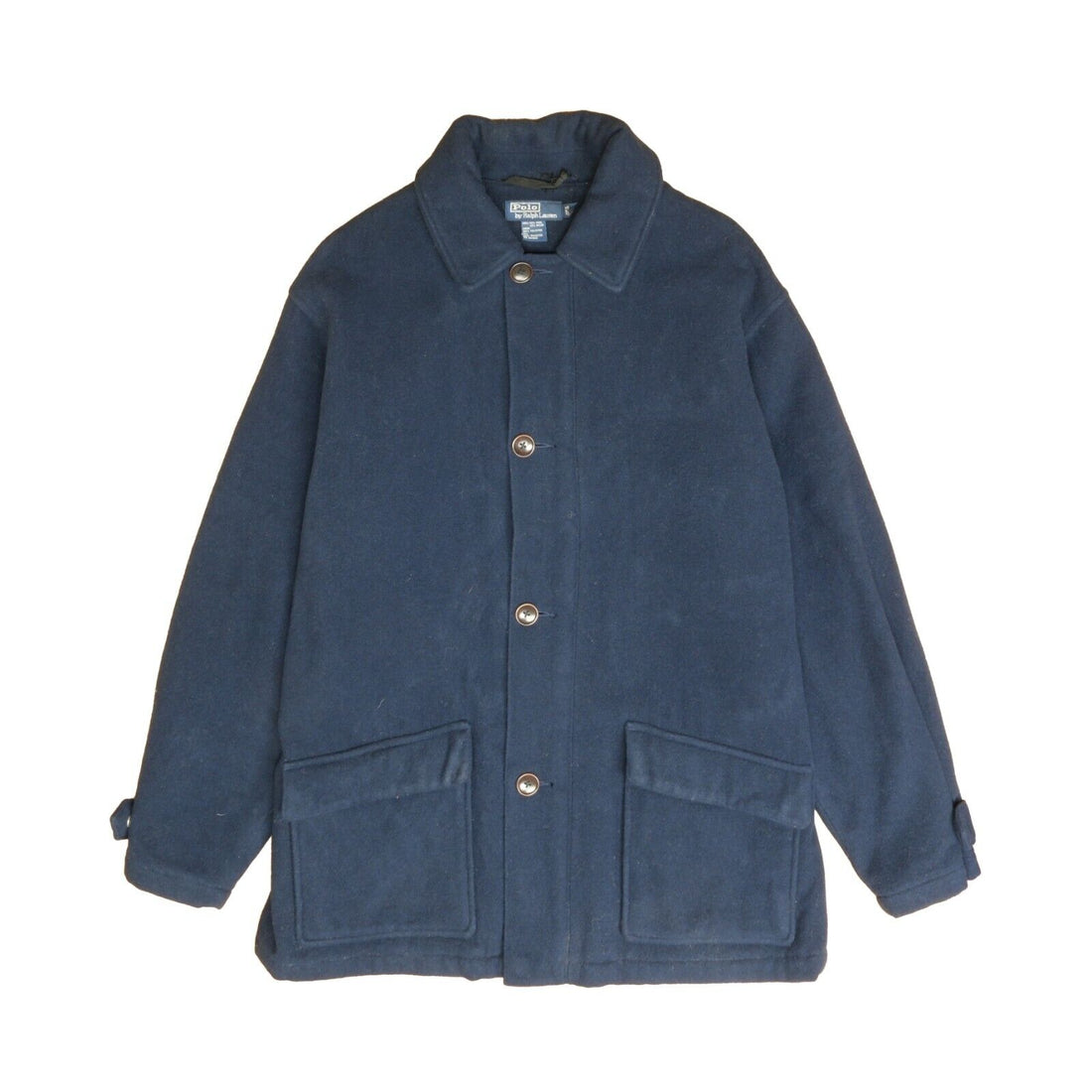 Vintage Polo Ralph Lauren Wool Coat Jacket Size Large Blue