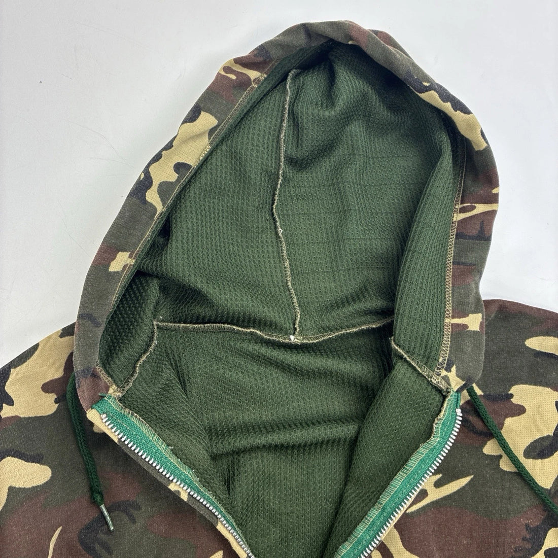 Vintage Camo Thermal Sweatshirt Hoodie Size Small 80s