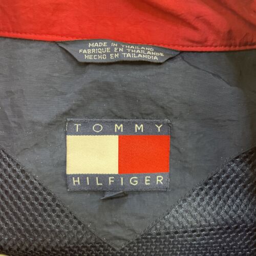 Vintage Tommy Hilfiger Windbreaker Light Jacket Size Medium Sleeve Spell Out