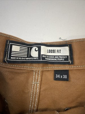 Carhartt Canvas Carpenter Double Knee Work Pants Size 34 X 30 Brown