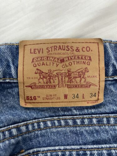 Vintage Levi Strauss & Co 516 Denim Jeans Pants Size 34 X 34 50516 4891