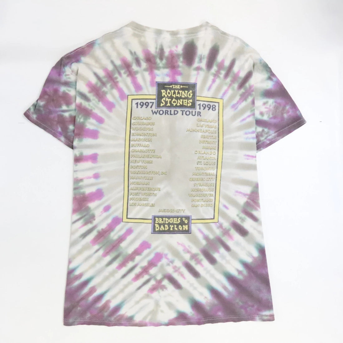 Vintage Rolling Stones Bridges To Babylon Tie Dye Band T-Shirt Size XL 90s