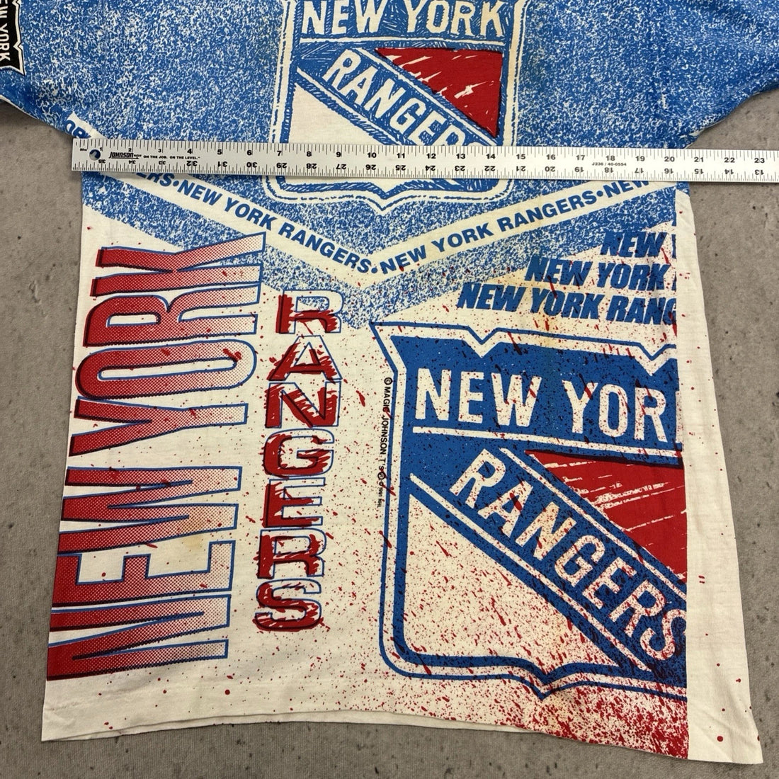 Vintage New York Rangers Magic Johnson Ts T-Shirt Medium All Over Print 90s NHL
