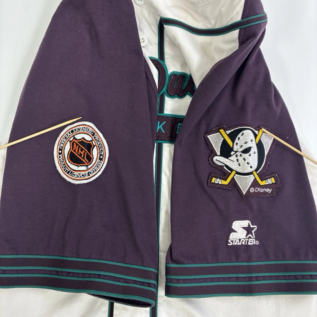 Vintage Anaheim Mighty Ducks Starter Baseball Jersey Size Large NHL