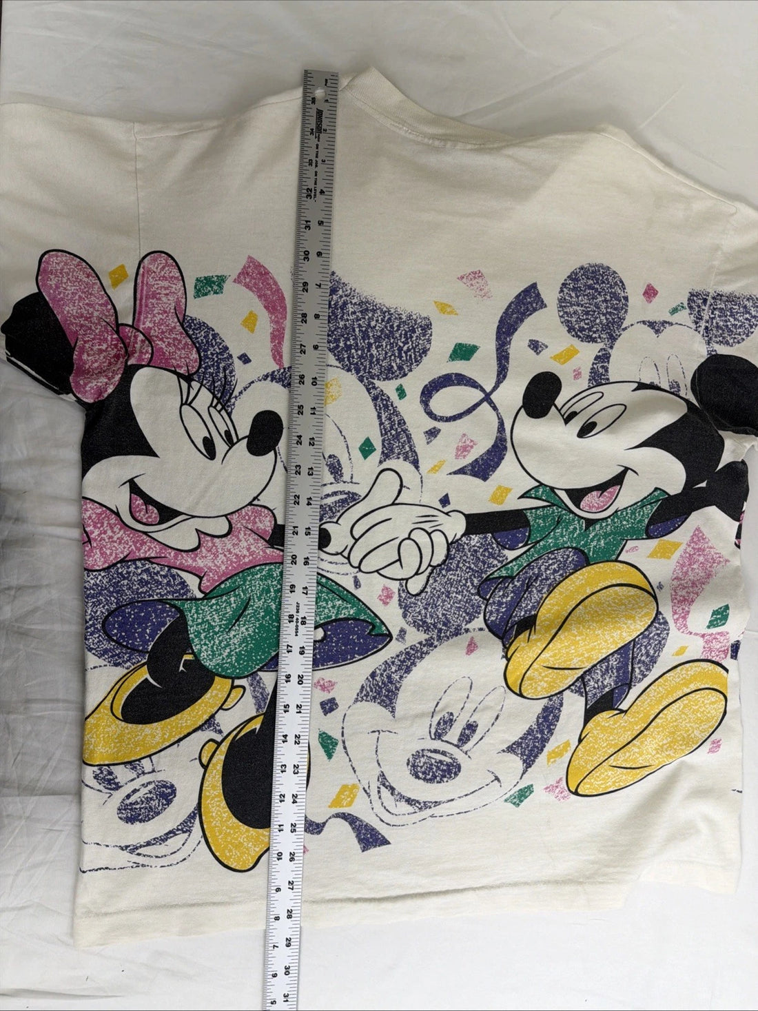 Vintage Mickey Minnie Mouse Disney T-Shirt Size XL All Over Print 90s