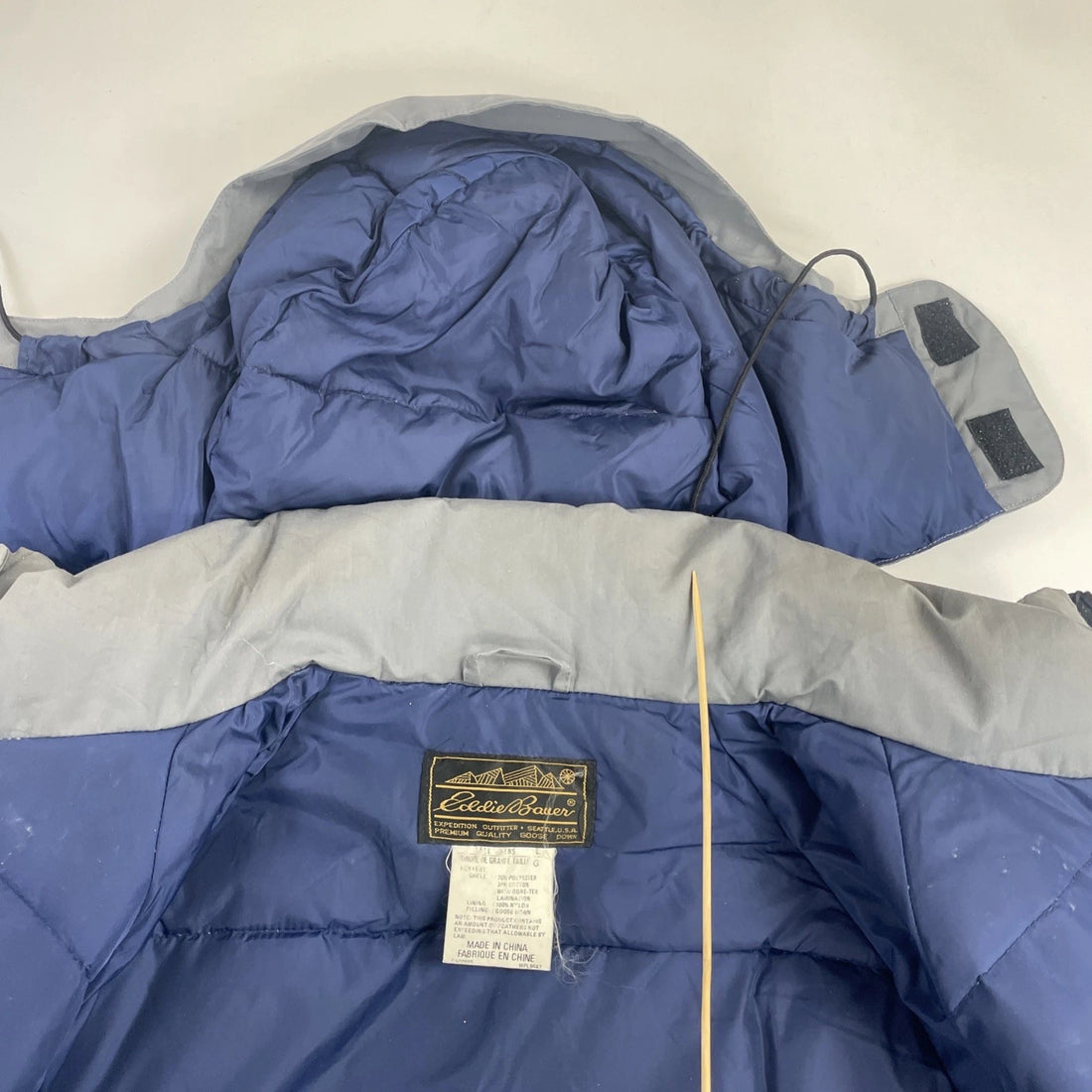 Vintage Eddie Bauer Parka Coat Jacket Size Large Tall Gray Insulated