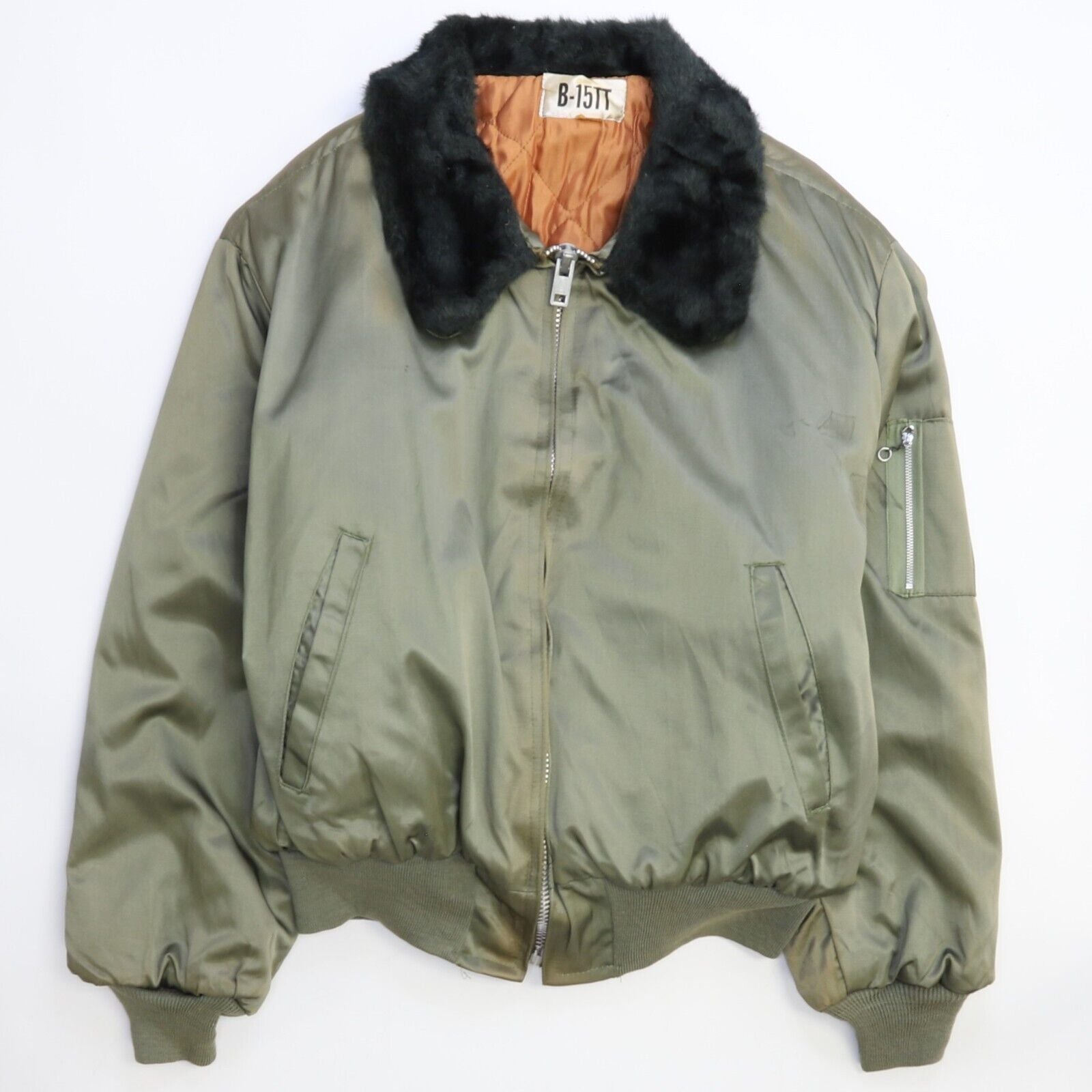 Vintage B-15TT Flight Bomber Jacket Size Large Green