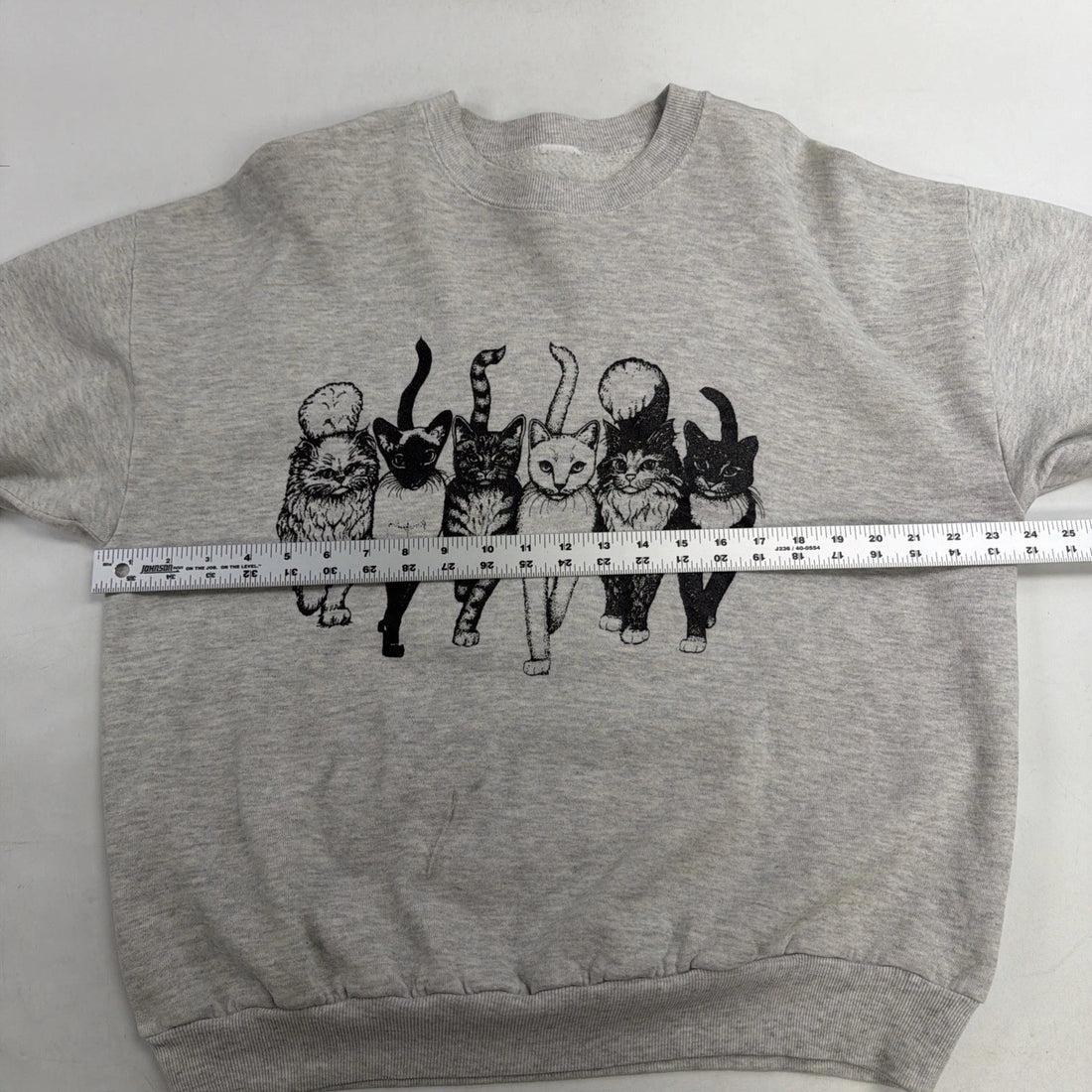 Vintage Cat Crewneck Sweatshirt Size Large Double Sided 90s