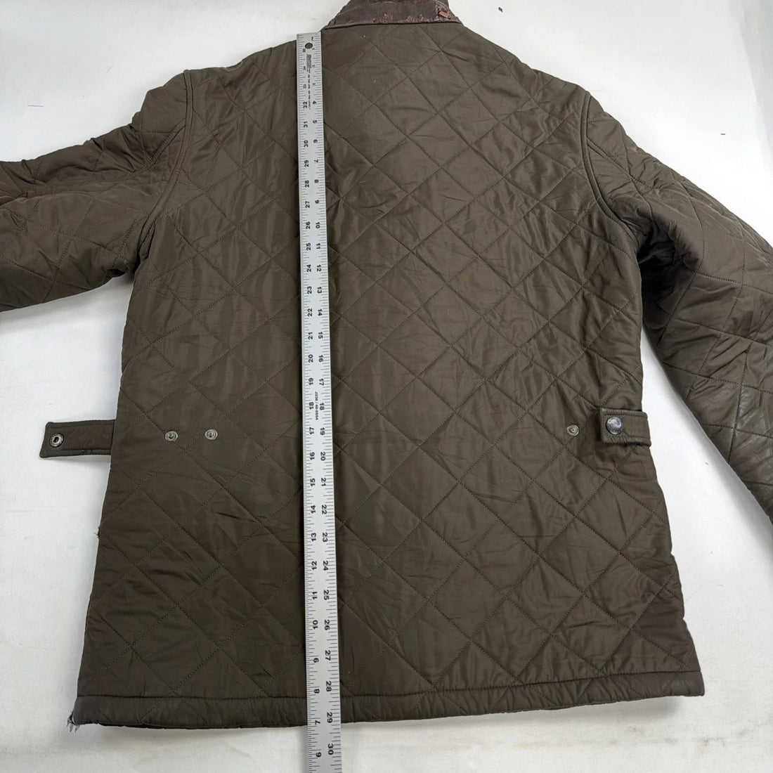 Barbour Powell Quilt Waxed Coat Jacket Size Large