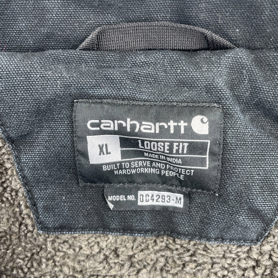 Carhartt Canvas Work Jacket Size XL Black Sherpa Lined