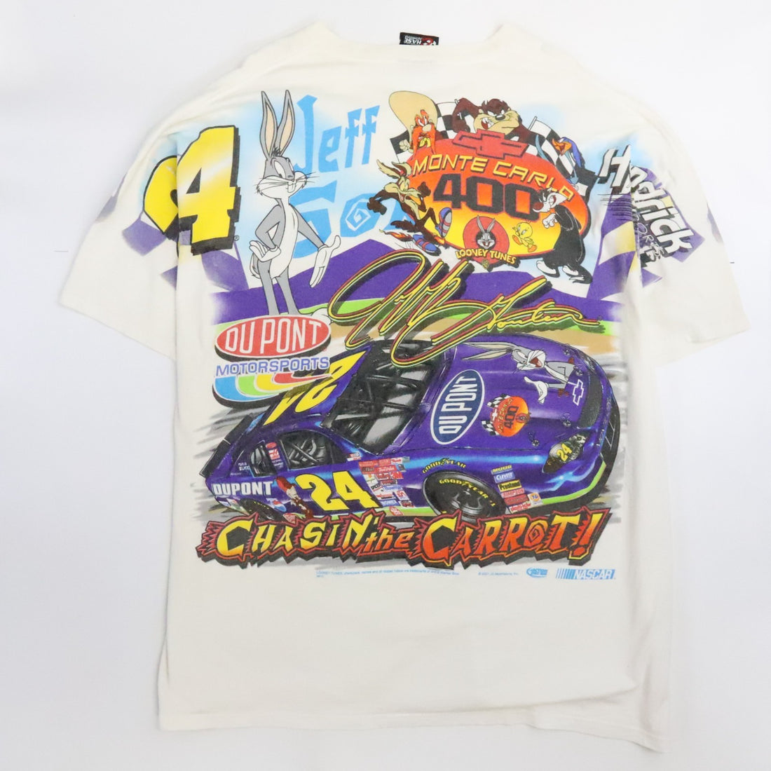 Vintage Jeff Gordon Looney Tunes Racing T-Shirt 2XL All Over Print 2001 NASCAR
