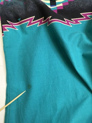 Vintage Roper Aztec Western Button Up Shirt Size Large Tall Teal