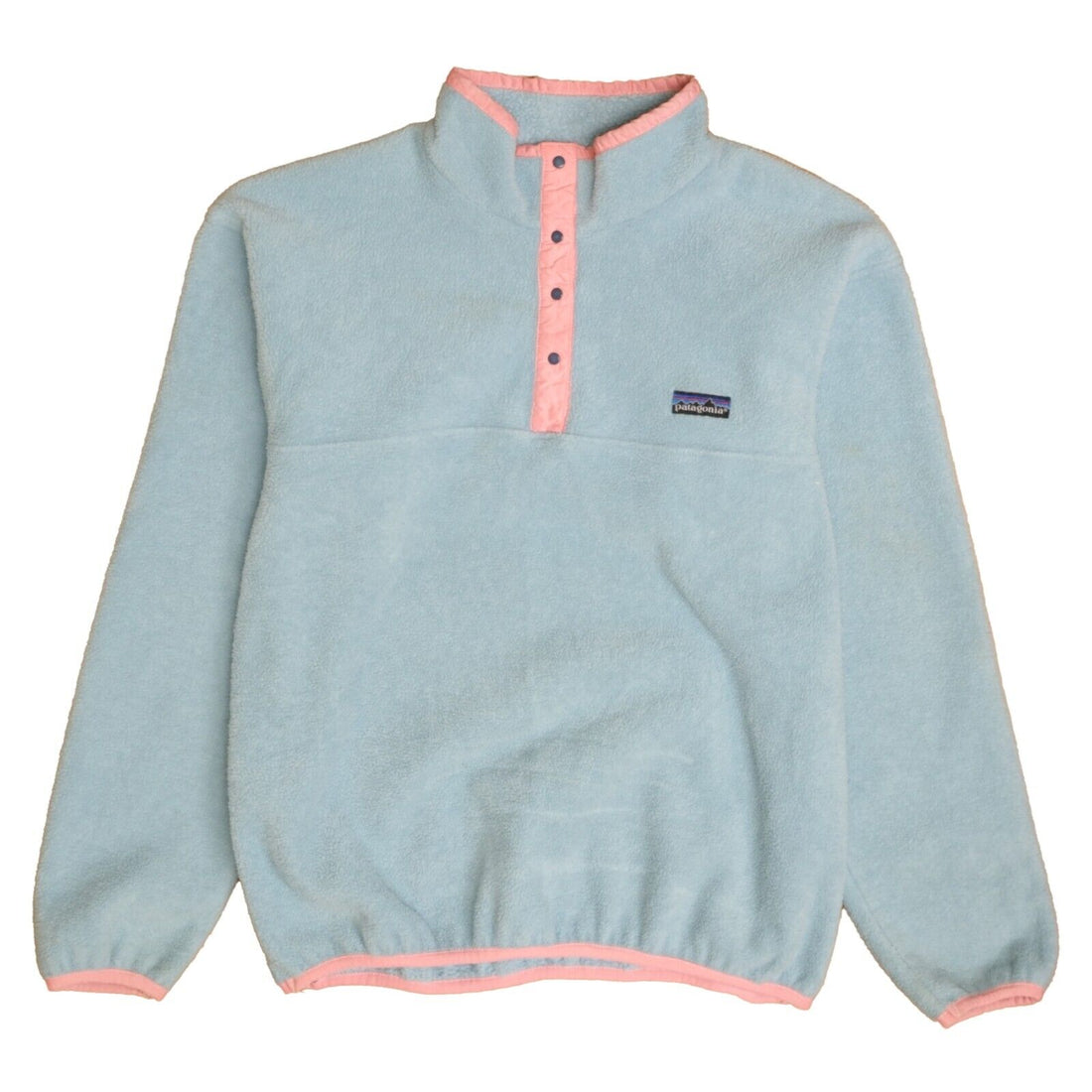 Vintage Patagonia Synchilla Snap T Fleece Jacket Womens Size 14 Sky Blue