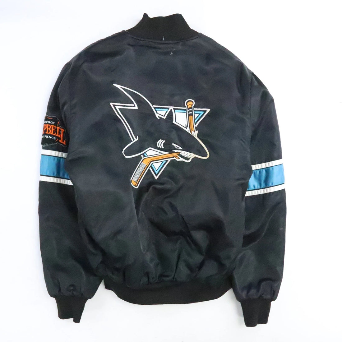 Vintage San Jose Sharks Satin Bomber Jacket Size Medium NHL
