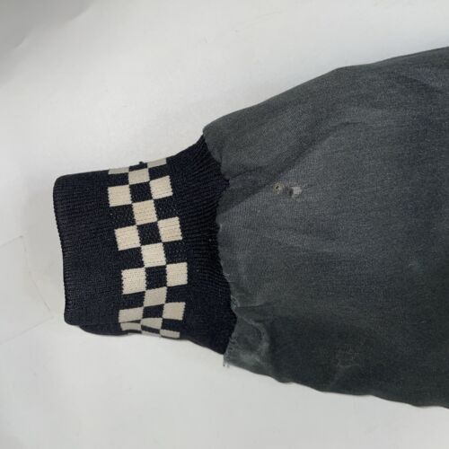 Vintage Carol's Racing Bomber Jacket Size Large Checkered Chain Stitch