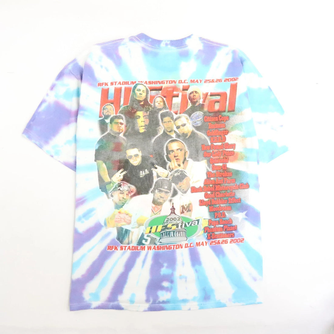 Vintage HFStival 2002 Tie Dye T-Shirt Size XL Music Festival Eminem Sum 41 NERD