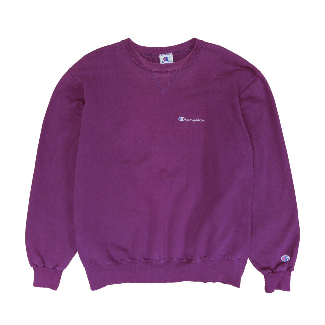 Vintage Champion Spell Out Sweatshirt Crewneck Size XL Purple Embroidered 90s
