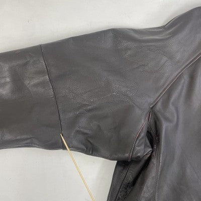 Vintage Avirex Leather Parka Coat Jacket Large Sherpa Collar Double Breasted