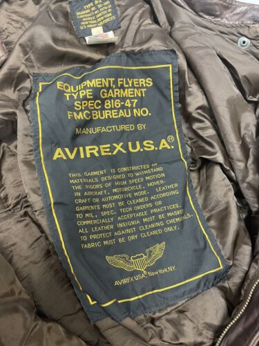 Vintage Avirex Type A-2 Leather Flight Bomber Jacket Size XS USAF USN Army Navy