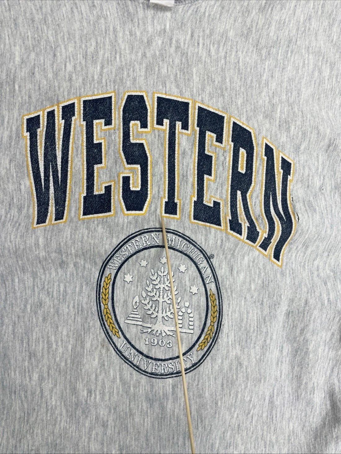 Vintage Western Michigan Crest Crewneck Sweatshirt Size XL Distressed