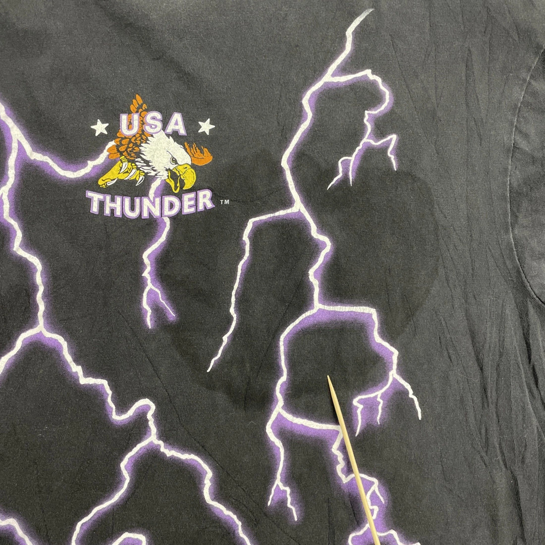Vintage Wizard Dragon Crystal Ball USA Thunder Lightning T-Shirt Size Large