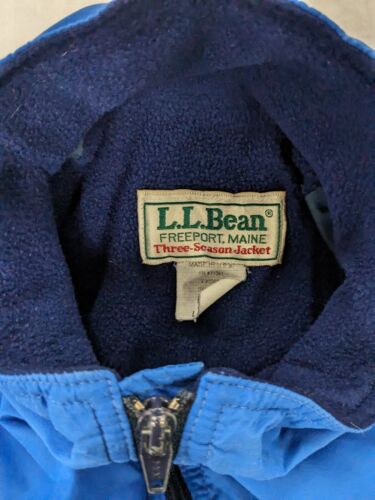 Vintage LL Bean Three Season Jacket Size Large Blue Fleece Lined 90s