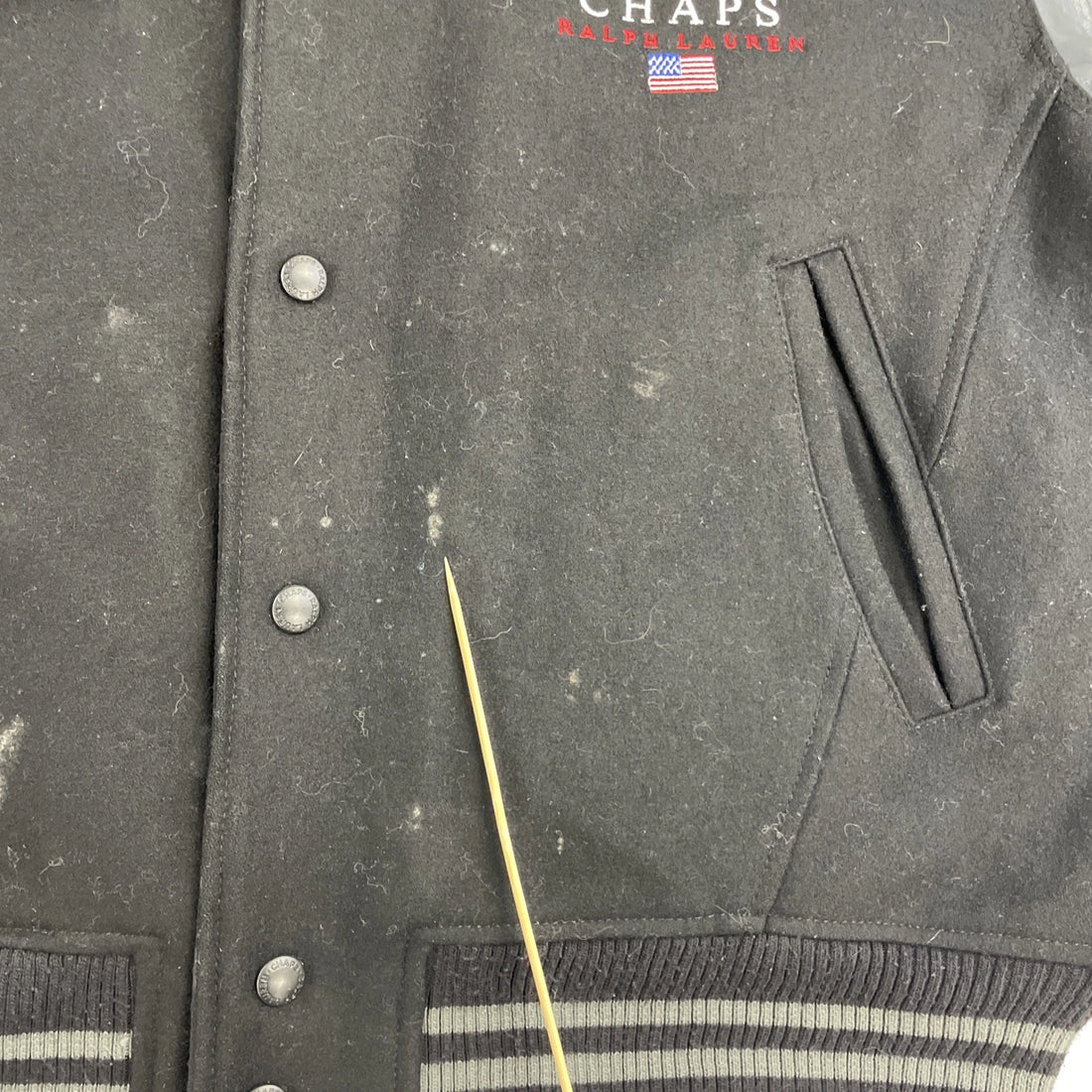 Chaps Ralph Lauren Leather Wool Varsity Jacket Size Medium